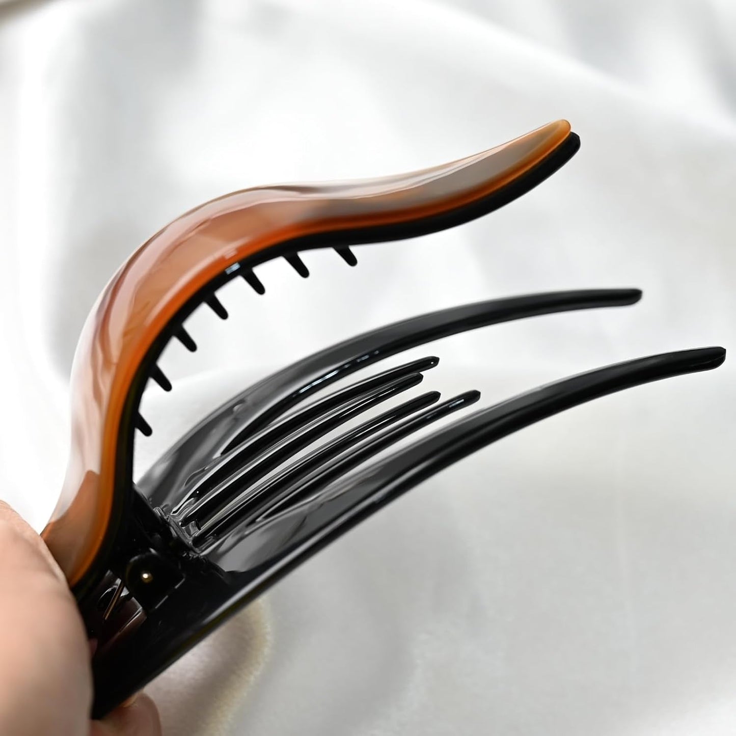 Handmade Celluloid French Design Tortoise Shell Barrettes Side-slide Opening Duck Luxury Fashion Accessories Hair Clip Claw for Women (caramel)