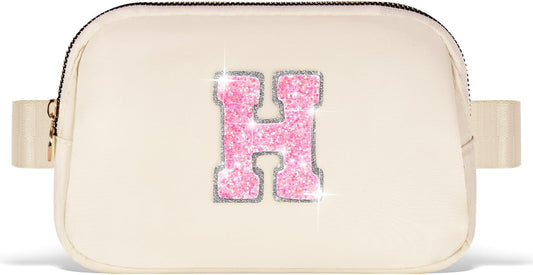 Fanny Pack Belt Bag Crossbody Bags with Initials Letter Patch Trendy Stuff for Teens Cute Stuff Birthday Gifts for Teenager Girls | Khaki,Initial H