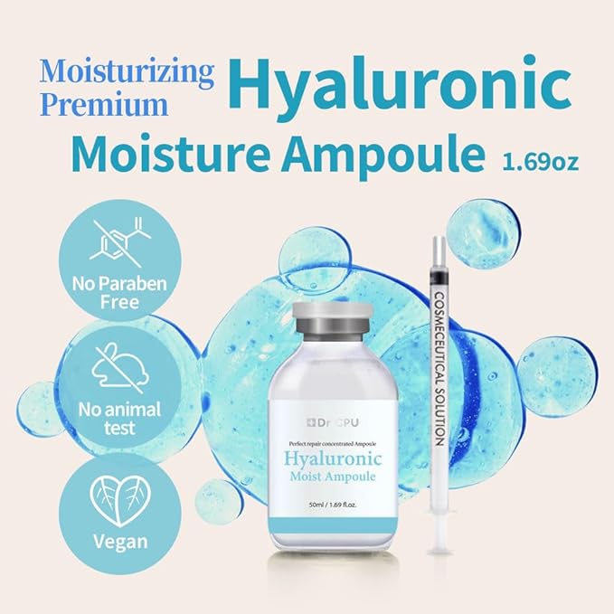 Hyaluronic moisturizer ampoule dry skin face neck woman hyaluronic acid hydrating serum Korean Beauty skincare 1.69oz