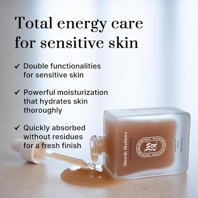 [3W8L] Energy Active Serum 1.69 fl oz | Vegan Face Ampoule For All Skin Types | Soothing & Moisturizing Face Serum | Korean Skin Care | k-beauty | 3Words 8Letters
