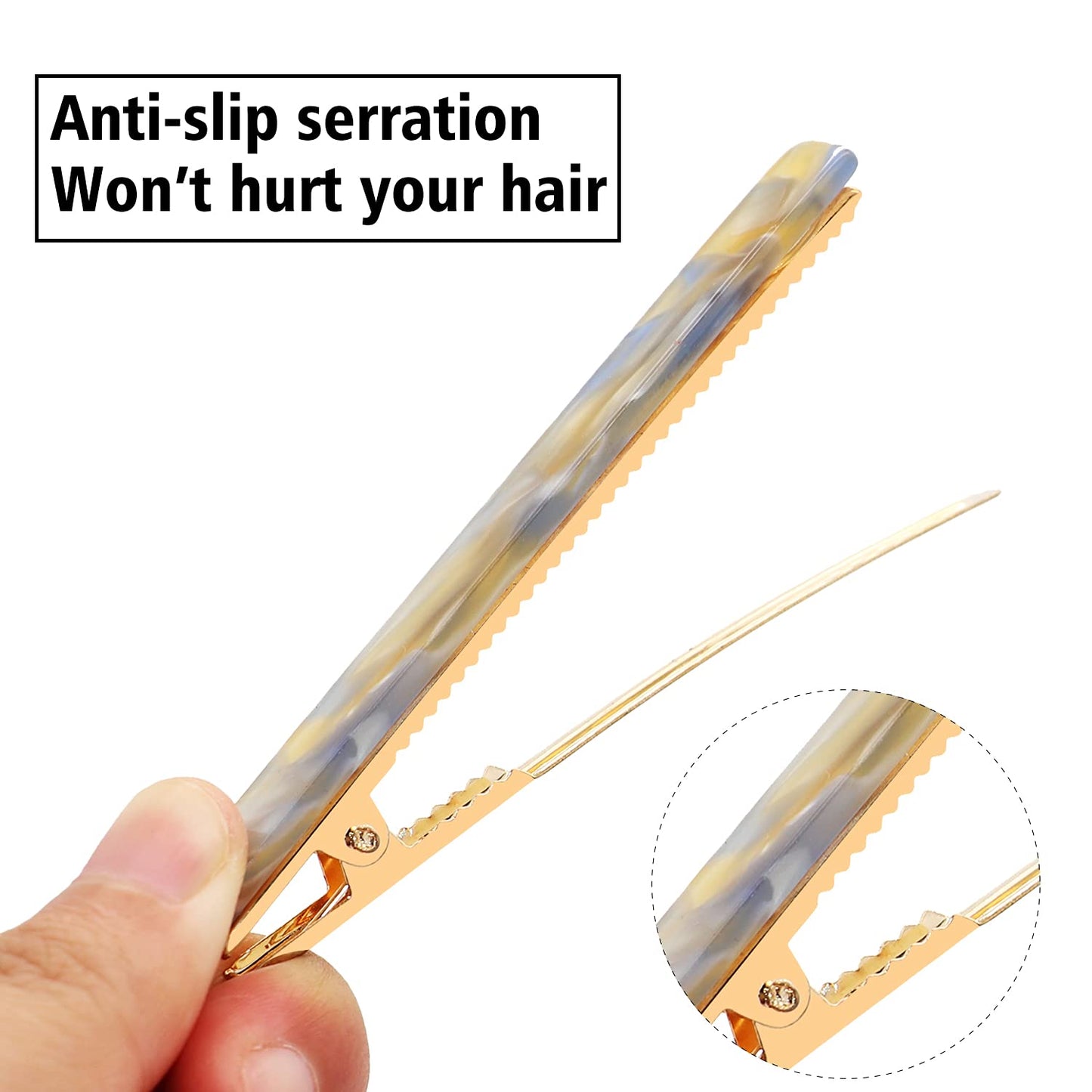 Cobahom 6 Pcs Duckbill Hair Clips Acrylic Resin Hair Clip Metal Duck Teeth Hair Pins Chic Tortoise Shell Hair Barrettes for Thick Hair (3 Coffee Color + 3 Yellow)