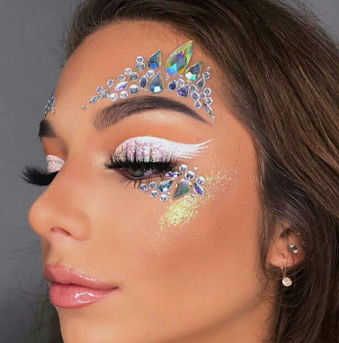 12 Sheets Self Adhesive Rhinestones for Makeup Eyes Face Jewels Gems Face Gems Stick on Rave Festival Accessories Costume For Women Bling Hair Rhinestone Stickers