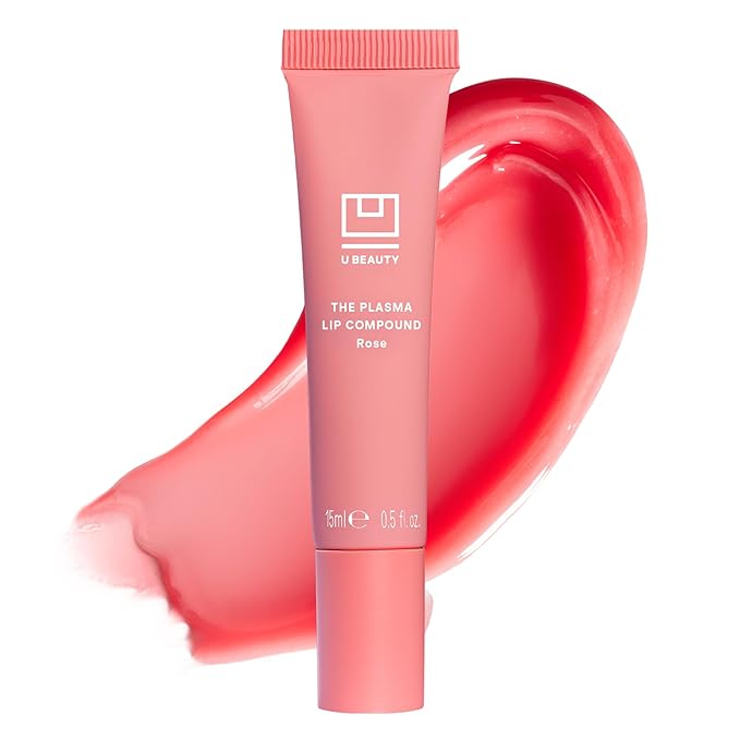 U Beauty The PLASMA Tinted Lip Compound Anti-Wrinkle & Anti-Aging Treatment - Shimmery Plumping Lip Gloss with Hyaluronic Acid, Shea Butter, Salicylic Acid & Peptides to Deeply Hydrate,Rose- 15 mL