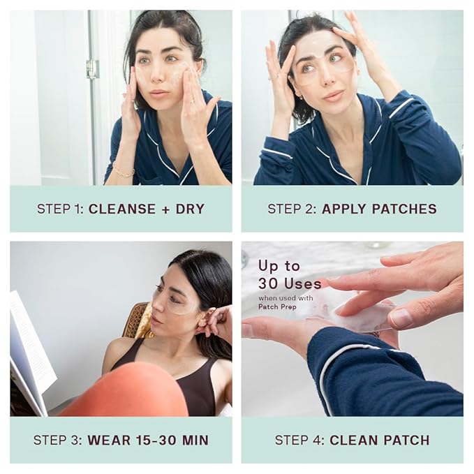 Dermaclara Face Patches Kit - Anti Wrinkle Patches for Forehead, Smile Lines, Silicone Anti-Wrinkle Frown Line Treatment, Up to 30 Uses - Kit: 1 Forehead, 2 Mouth, 2 Eye Patch & 1 Patch Prep Cleanser