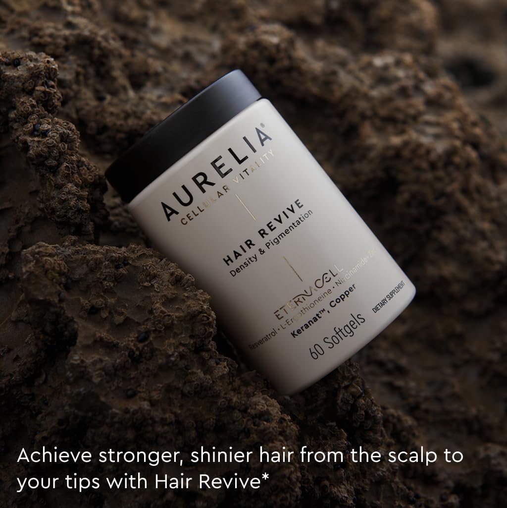 AURELIA Hair Revive | Advanced Cellular Anti-Aging Supplement | Support Hair Growth & Fuller, Healthier Hair | with Zinc, Resveratrol, Niacinamide, Ergothioneine, Keranat & Cooper