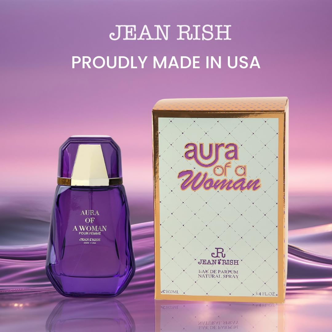Jean Rish Aura of a Woman Eau De Parfum (3.4 Fl Oz / 100ml) Perfume for Women with Jasmine & Amber Notes - Long Lasting and Luxury Fragrance