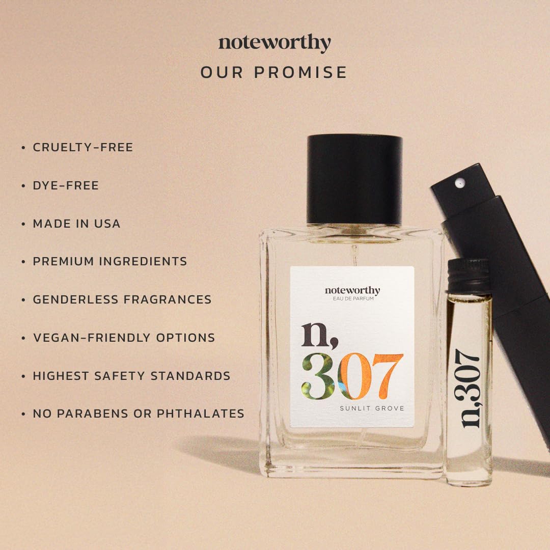 Noteworthy n,307 Sunlit Grove Eau De Parfum – Mandarin, Basil, Sandalwood | Sophisticated, Warm Fragrance for Any Occasion | Long-lasting Unisex Perfume for Women & Men (50ml)