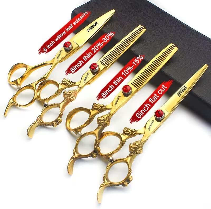 Gold Dragon Professional Hairdressing Scissors - 7/7.5/8 Inch, Gold and Black, 6 Inch 4-Piece Set