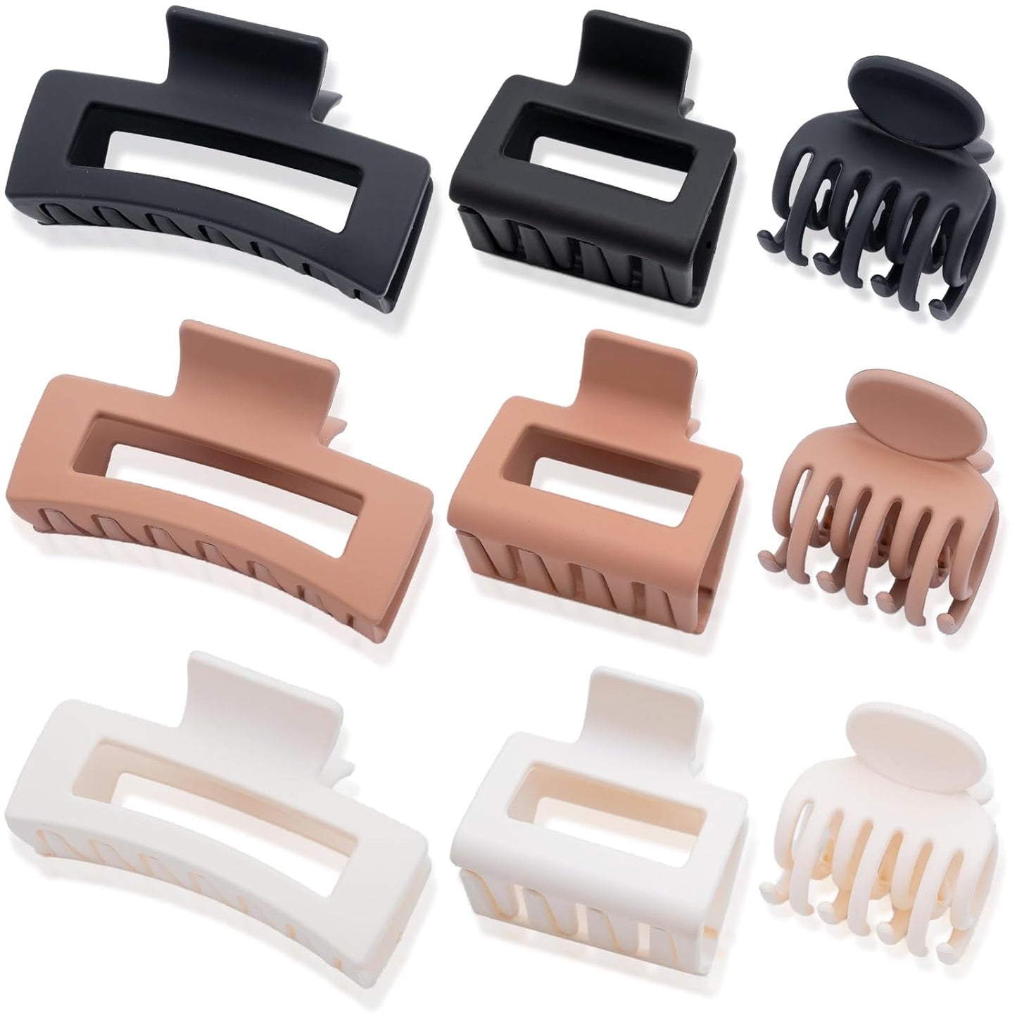 9PCS Matte Hair Clips for Women - Large Claw Clips for Thick and Thin Hair, Small and Mini Hair Clips, Strong Hold Hair Claw Clips, Ideal for All Hair Types, Neutral Colors