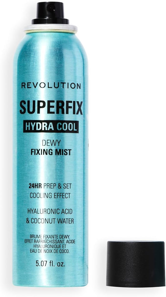 Revolution, Superfix Hydra Cool Prep + Fix Continuous Fixing Mist, Hydrating Face Spray for Makeup, Infused with Aloe Vera, Vegan & Cruelty Free, 5.7 oz