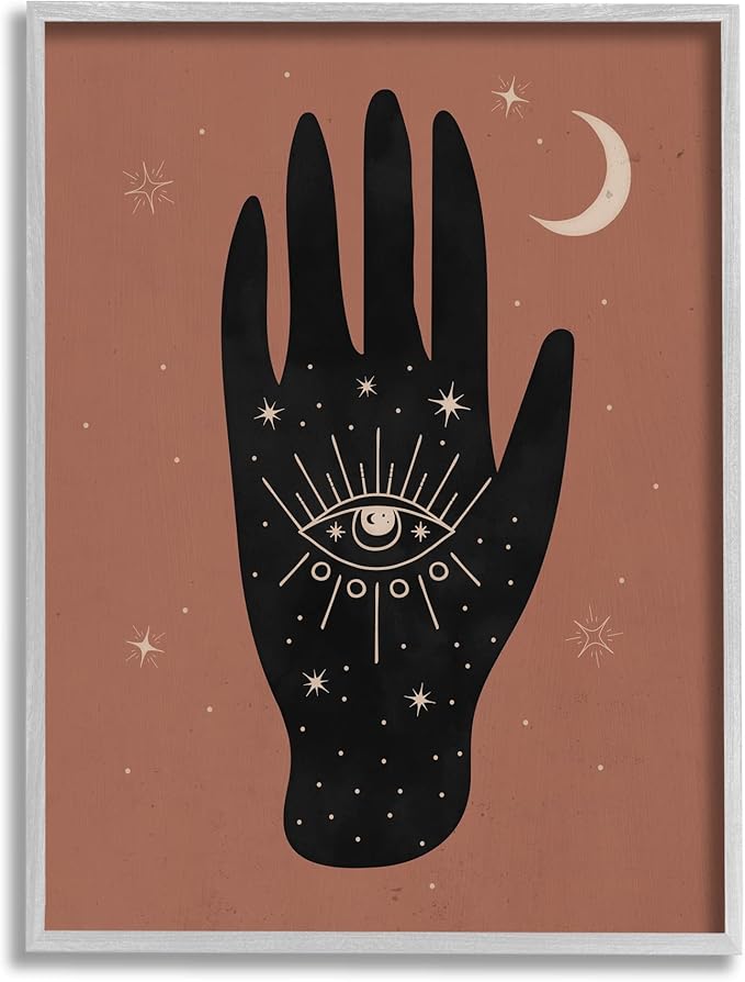 Stupell Industries Celestial Bohemian Chic Hand With Enlightened Eye Tattoo, Design by Nina Blue