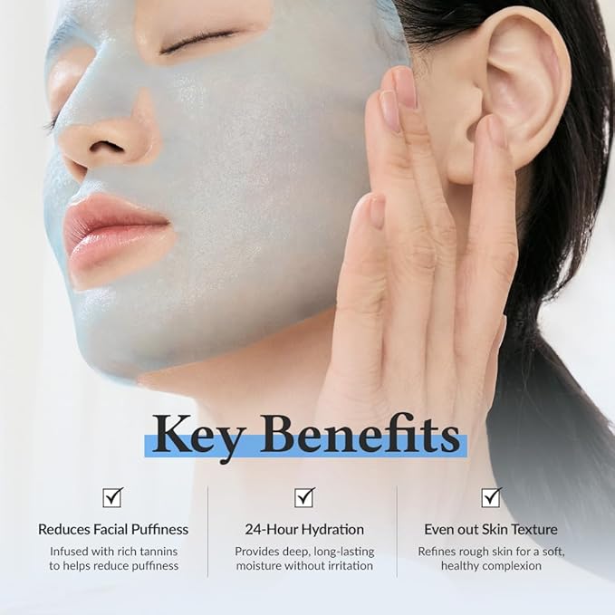 Dr.Althea Aqua Blue Hydration Mask | Reduce Facial Puffiness with Tannins | Sheet Mask for Long-Lasting Hydration | Vegan Korean Skincare (Pack of 4)