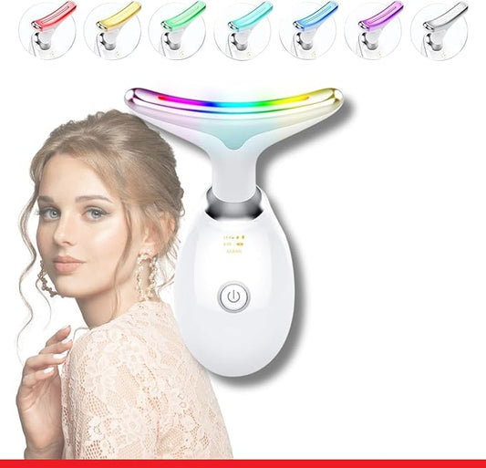 SEELE 2025 Upgrade Neck and Face Massager, 7-Color Light and Thermal Care, Enhances Skin Radiance and Relaxation, Ideal for Home and Travel Use