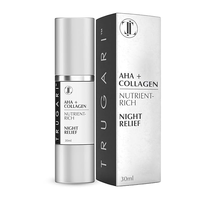 Facial Night Serum with AHA + Collagen, Night Serum for Face, Anti Aging Night Serum, Collagen Boost Anti Aging Serum, Nutrient-Rich Night Face Serum with Vitamins C, B, E, Collagen Skin Care