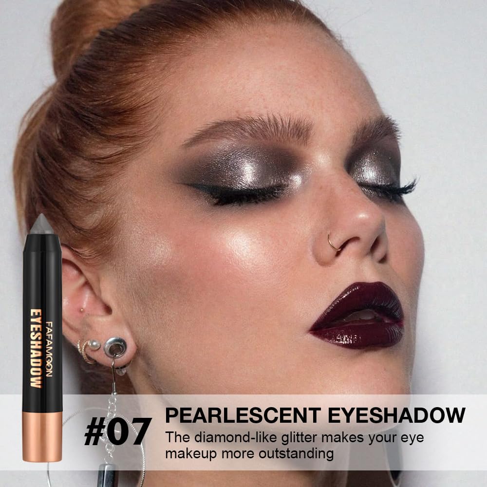 AMY'S DIARY Charcoal Gray Shimmer Eyeshadow Stick, Cream Eye Shadow Pencil Waterproof, Eyeshadow Crayon Pen Eye Brightener Stick for Eyes Highlighter
