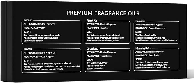 HIQILI Nature Fragrance Oil 6x10ml, Scented Oil for Candle Scents Soap Making & Diffuser, Essential Oils Set for Soy Candles Slime Home Car Aromatherapy, for Men Women Halloween Thanksgiving