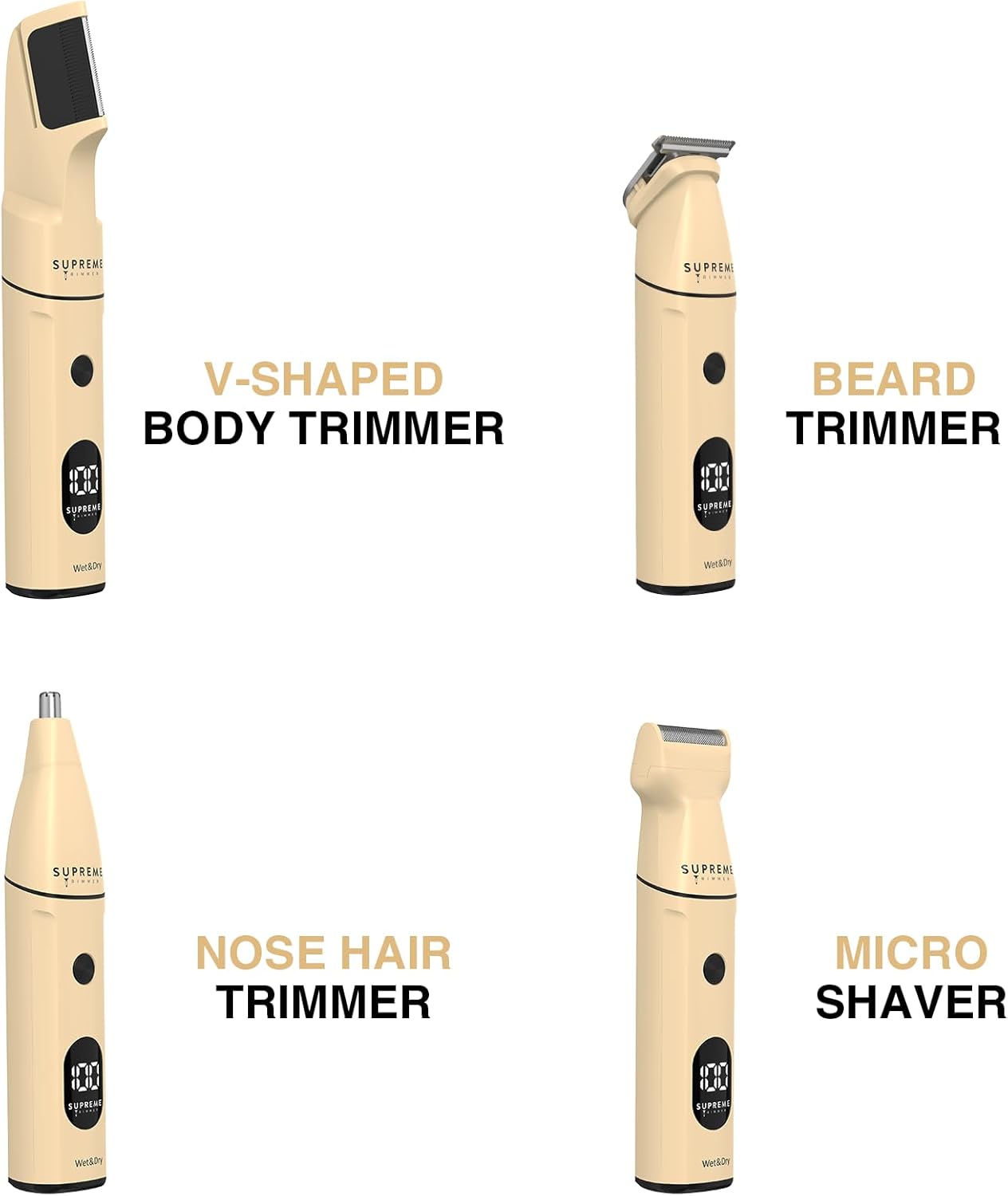 Supreme Trimmer All-in-One Multigroomer | No-Nick, Nose/Ear/Pubic & Full Body Grooming Kit | LCD Display, Rechargeable & Waterproof Men's Hair Trimmer | SMG3040