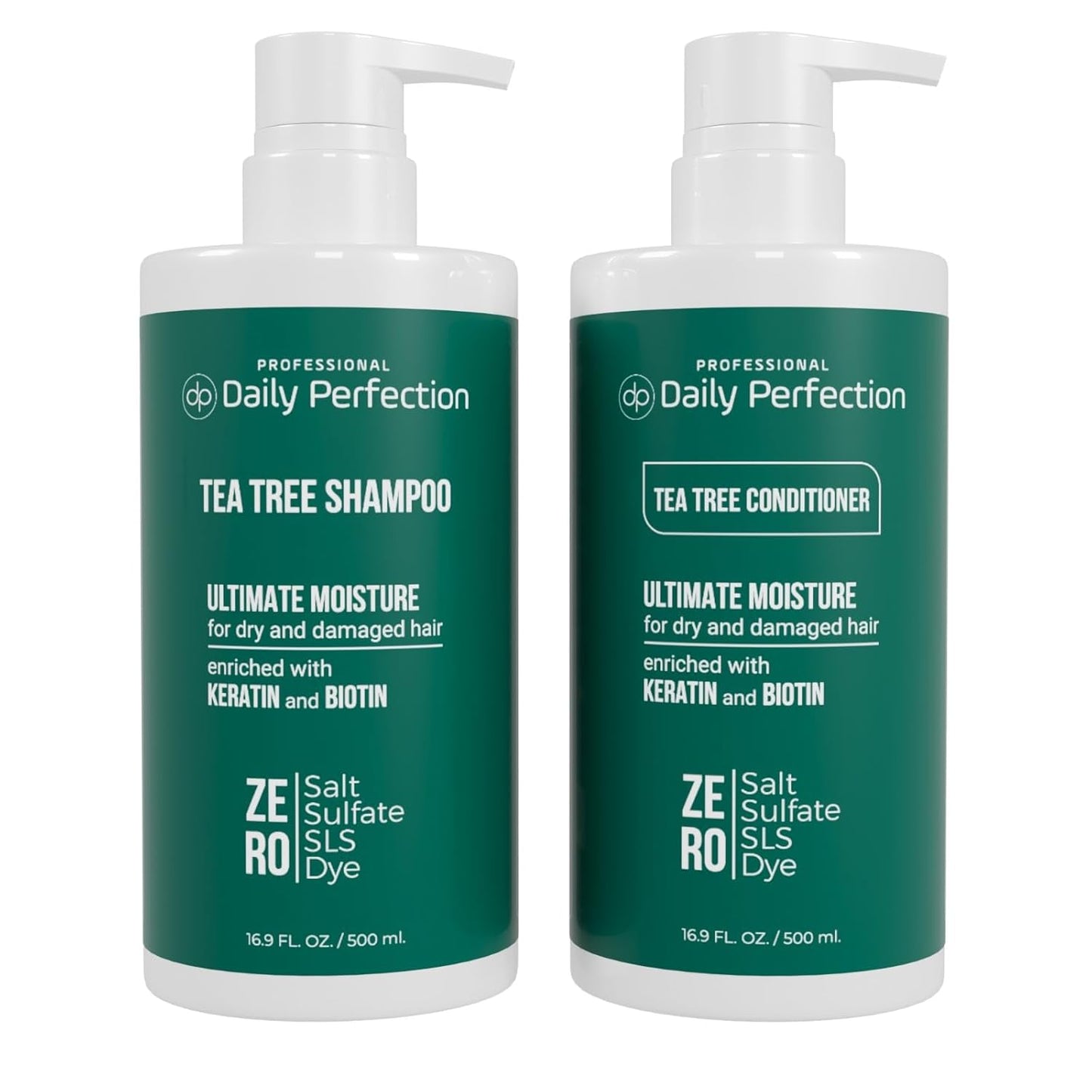 (dp) Tea Tree Shampoo & Conditioner – Hydrate & Soothe Dry Scalp and Hair – Clean + Salon-Grade Formula with Biotin & Keratin
