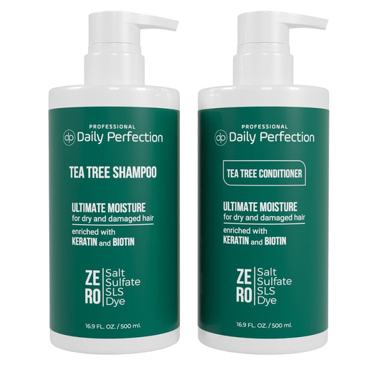 (dp) Tea Tree Shampoo & Conditioner – Hydrate & Soothe Dry Scalp and Hair – Clean + Salon-Grade Formula with Biotin & Keratin
