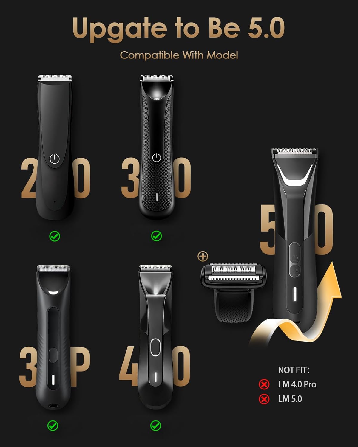 Trimmer Replacement Blade Head for Manscaped 2Pack Replacement Foil Blade & V-Shaped Blade Lawn Mower 4.0, 3.0, 3.0 Plus, 2.0 Ultra Hair Trimmer, Replacement Clipper Blade Head for Body Hair Grooming