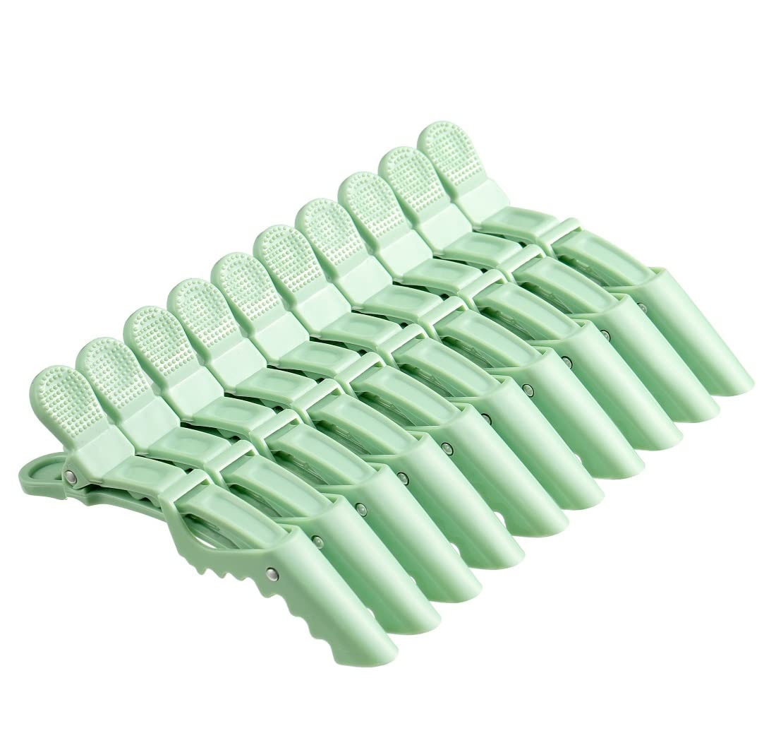 10pcs/set Croc Clips Transparent Plastic Hairdresser Clips Hair Styling Sectioning Barrettes Professional Non Slip Alligator Clips Salon DIY Accessories(10pcs-Avocado Green)