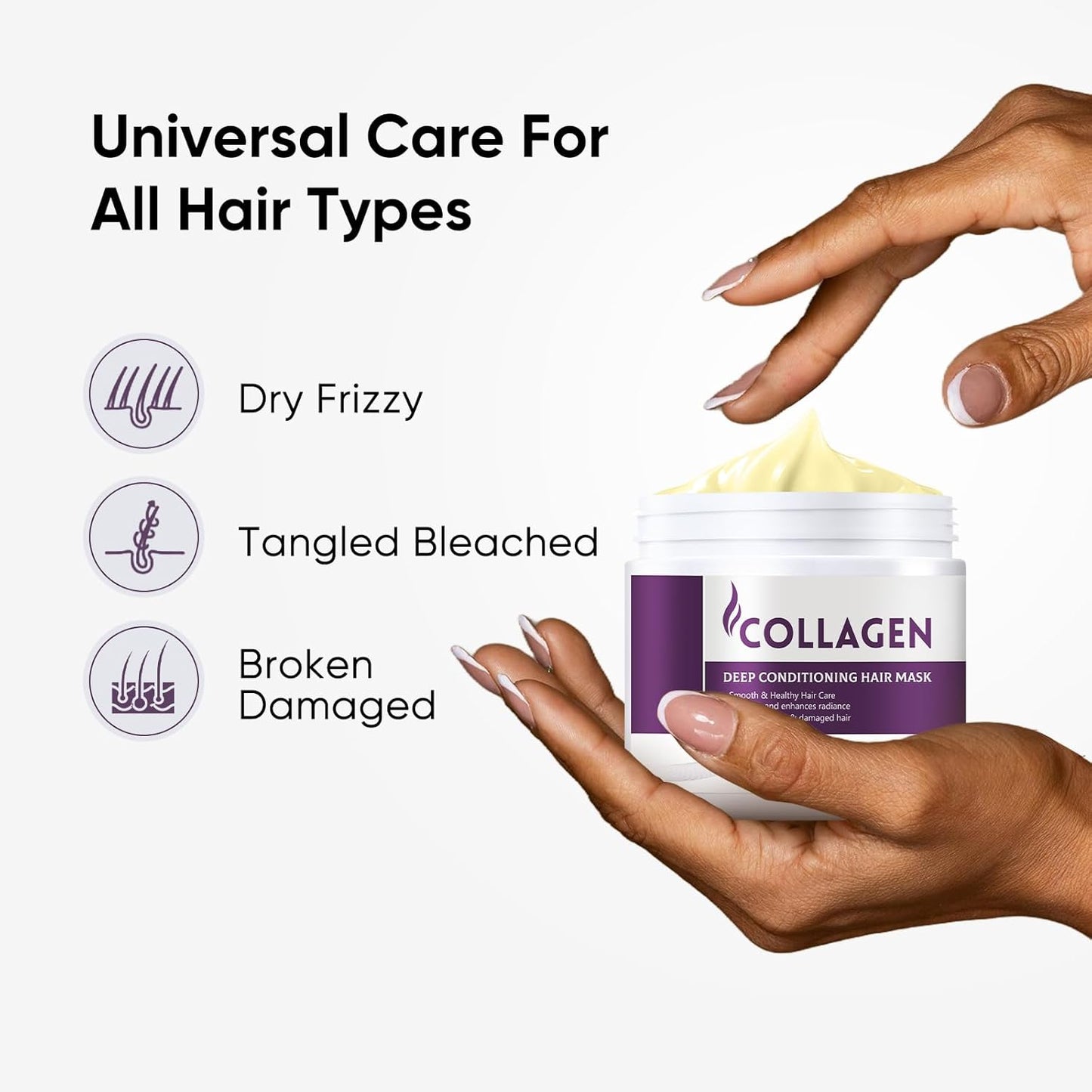 Collagen Deep Conditioning Hair Mask – Protein Hydrating & Repair Treatment for Dry Damaged Hair, Restores Smoothness & Shine, Best Hair Mask for Growth, Frizz Control & Bleached Hair Repair, 500g