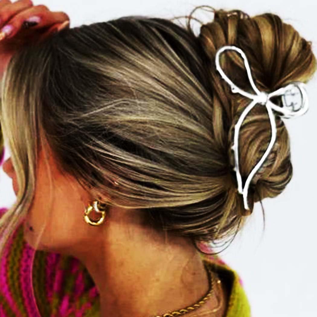 Fashey Bow Claw Clip Gold Metal Hair Clips Large Hair Claws Hair Accessories for Women