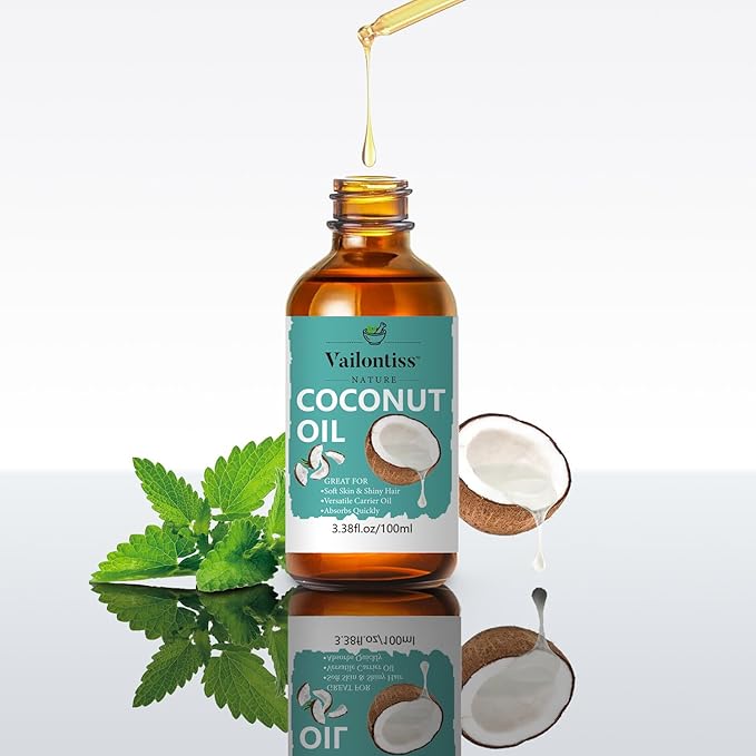 Coconut Oil - Carrier Oil for Hair Growth,Relaxing Massage and Body Oil, Pure Non-Greasy Coconut Oil for All Hair Types and Skin(Coconut Oil, 3.4 Fl Oz)