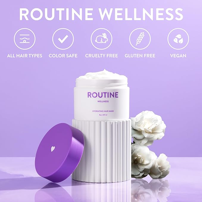 Routine Wellness Deep Conditioning Hair Mask for Dry Damaged Hair - Hydrating, Moisturizing Repair Treatment - Promotes Fullness - Gardenia 8oz