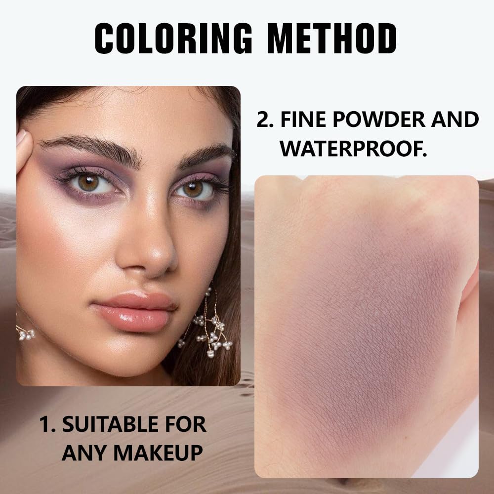 evpct Mauve Taupe Plum Matte Single Eye Shadow Palette Makeup for Older Women, Plum Lavender Purple Natural Cream Eyeshadow Palette for Green Eyes, High Pigment Mini Monochrome Eyeshadow