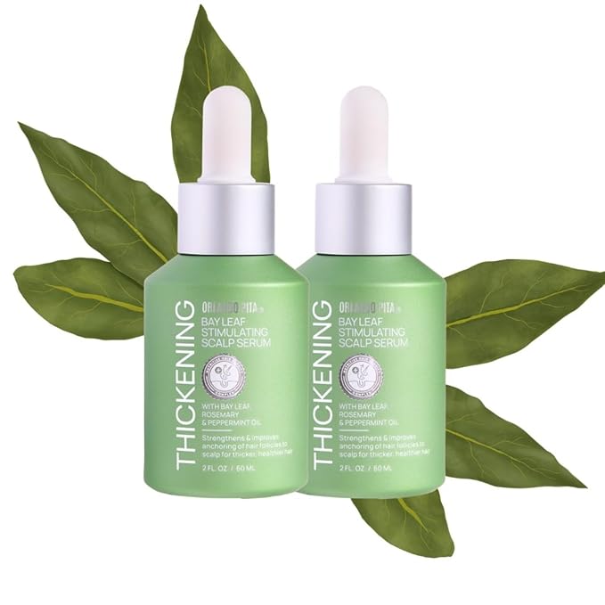 ORLANDO PITA Bay Leaf Stimulating Scalp Serum For All Hair Types, Supports The Appearance Of Fuller & Thicker Hair, Designed To Reduce Visual Signs Of Hair Shedding, 60-Day Supply, 2 Fl Oz (Pack of 2)