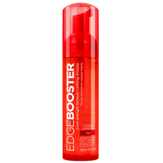 Style Factor EDGE BOOSTER Extra Strength Setting Mousse – Frizz Control, Extra Volume, and Conditioning – 6.4oz Ruby Mousse for Curly Hair