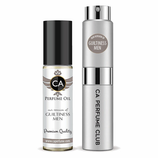 CA Perfume Duo Impression of Guiltiness Men For Men Perfume Layering Set Mens Cologne Long Lasting Travel Size EDP + Body Oil Roll-On Bottle 0.27 Fl Oz+0.33 Fl Oz