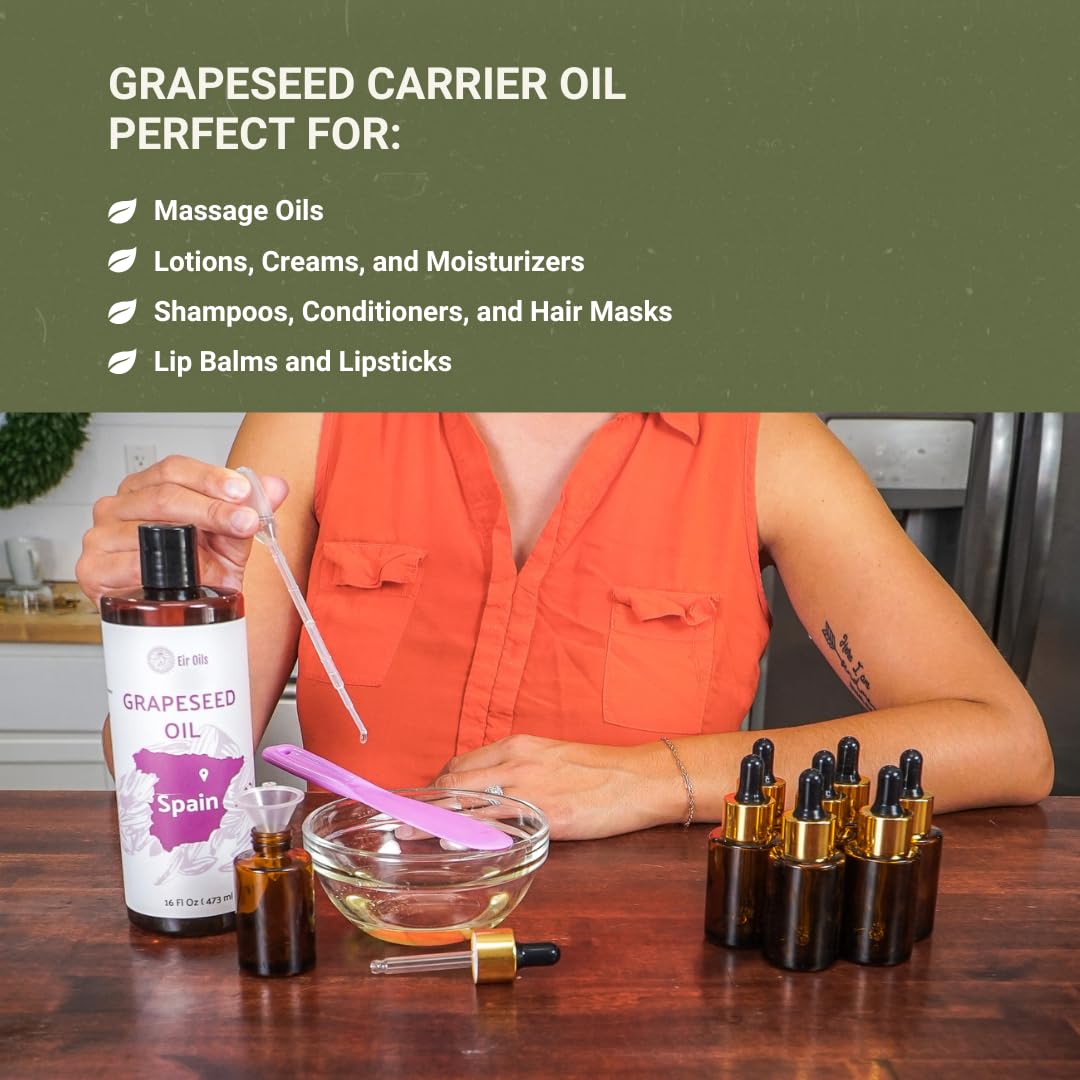 Grapeseed Oil - Pure Grapeseed oil for Skin - 100% Pure Carrier Oil for Hair, Face, and Skin - Direct from EIR Oils in the Beautiful Spanish Countryside (4 Gallons)