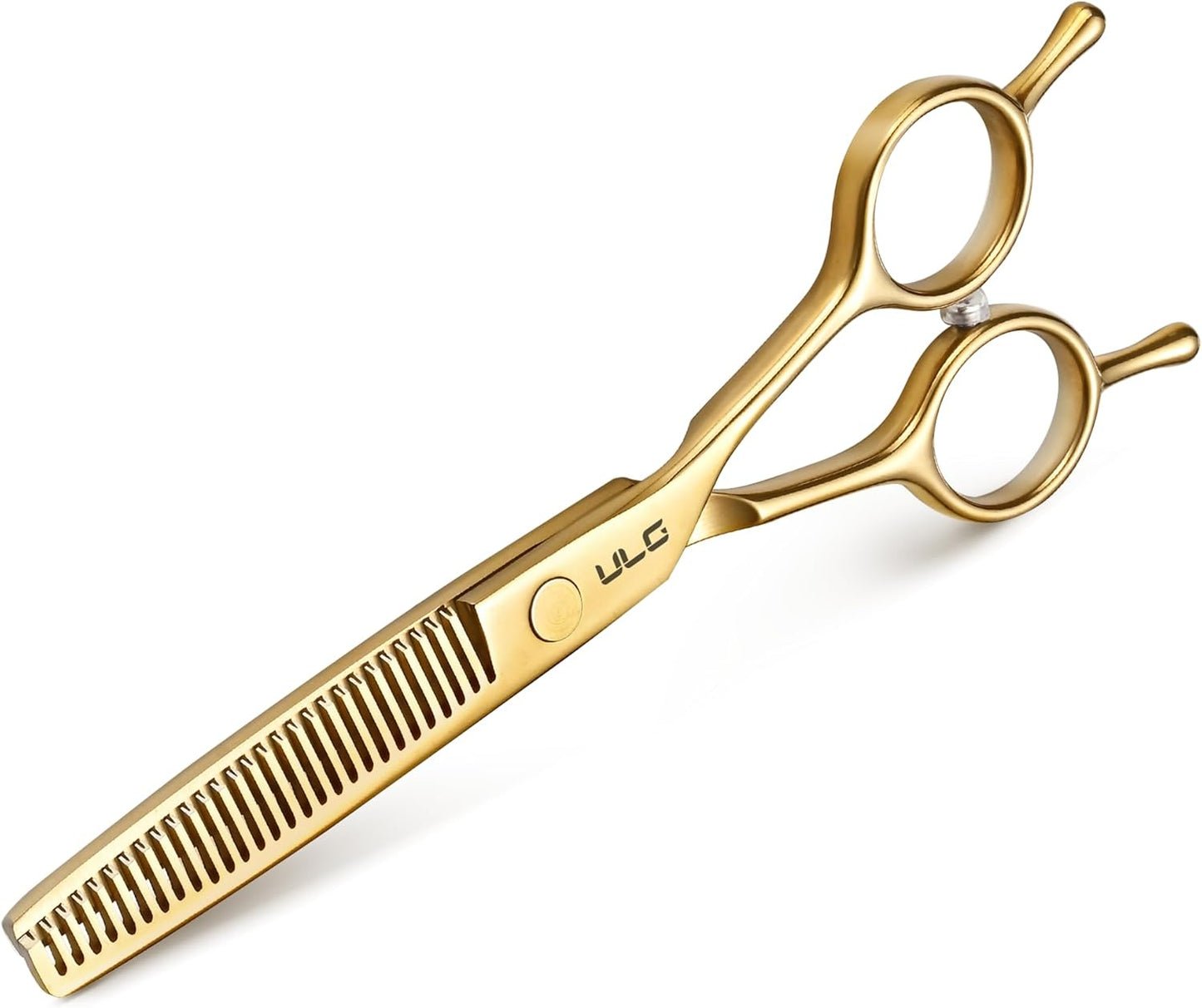 ULG Professional Texturizing & Thinning Shears - 6.5’’ Hair Cutting Scissors, Ultra Sharp Japanese Stainless Steel, Ambidextrous Ergonomic Handle for Barbers, Stylists, Salon & Home Use, Gold