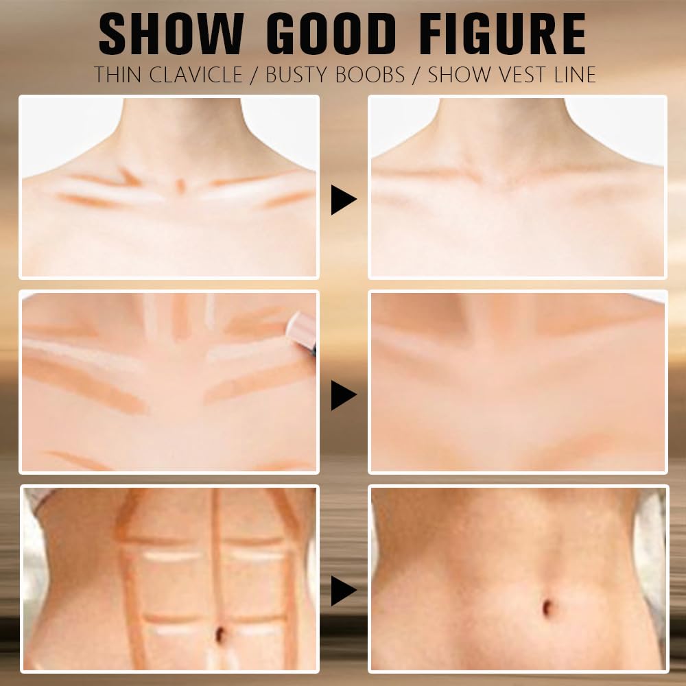 Nude Brown + Nude Contour Stick Dual Ended Face Body Makeup Waterproof no Transfer, 2 in 1 Cream Concealer Stick Contouring Makeup Kit, Nose Contour Bronzer Sticks Face Highlighter Make up