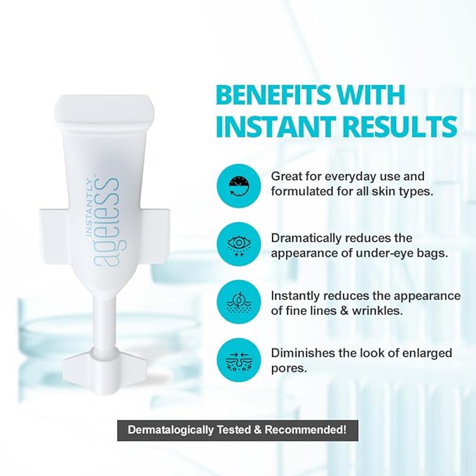 Instantly Ageless - Instant Face Lift Cream - Skin Care for Anti Aging face cream - Wrinkle Tightener - Instant Under Eye Bags Remover - Facelift 5 Vials