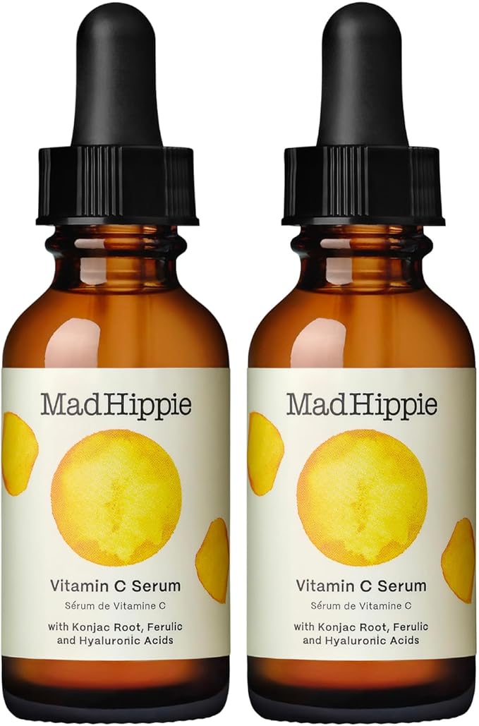 Mad Hippie Vitamin C Serum 2-Pack – Brightening Serum with Hyaluronic Acid, Ferulic Acid, Vitamin E, 1.02 Oz Ea