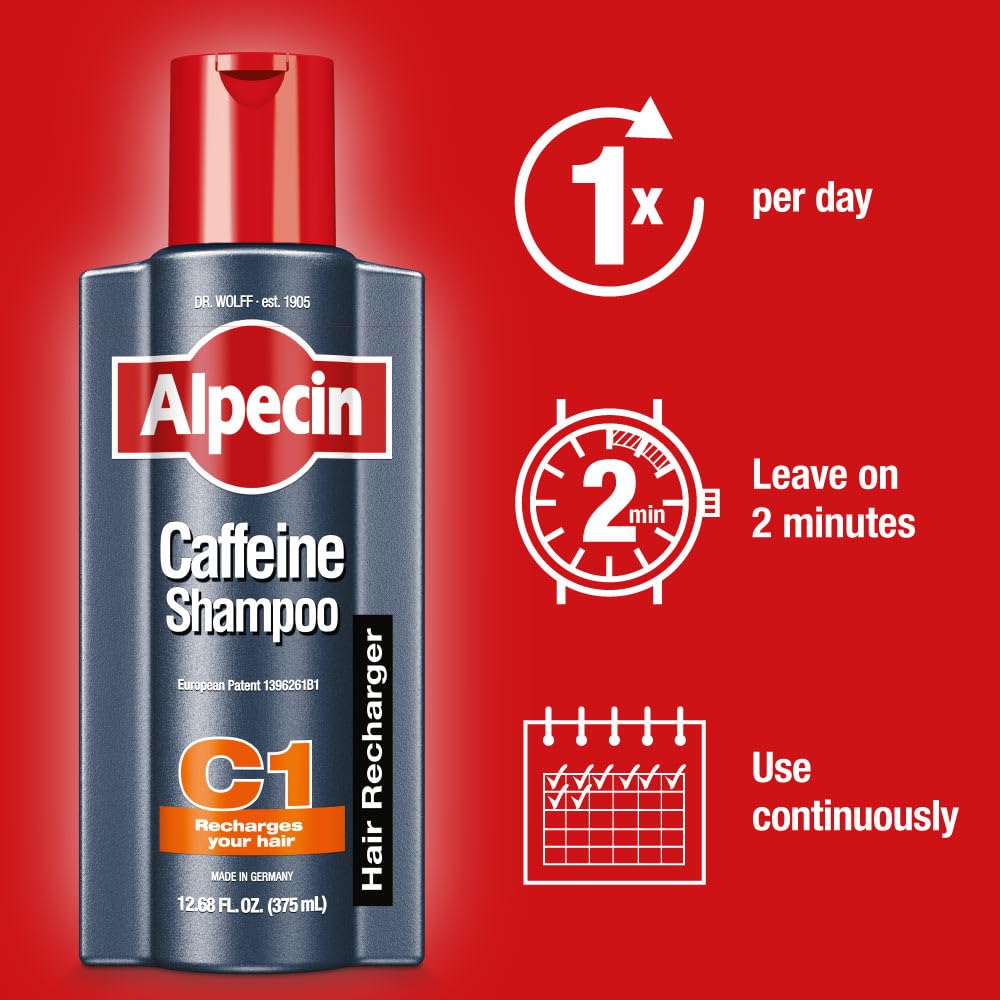 Alpecin C1 Caffeine Shampoo 8.45 fl Oz (Pack of 3) I Hair Performance Enhancer I Promotes Natural Hair Growth and Thickness I Energizes Scalp