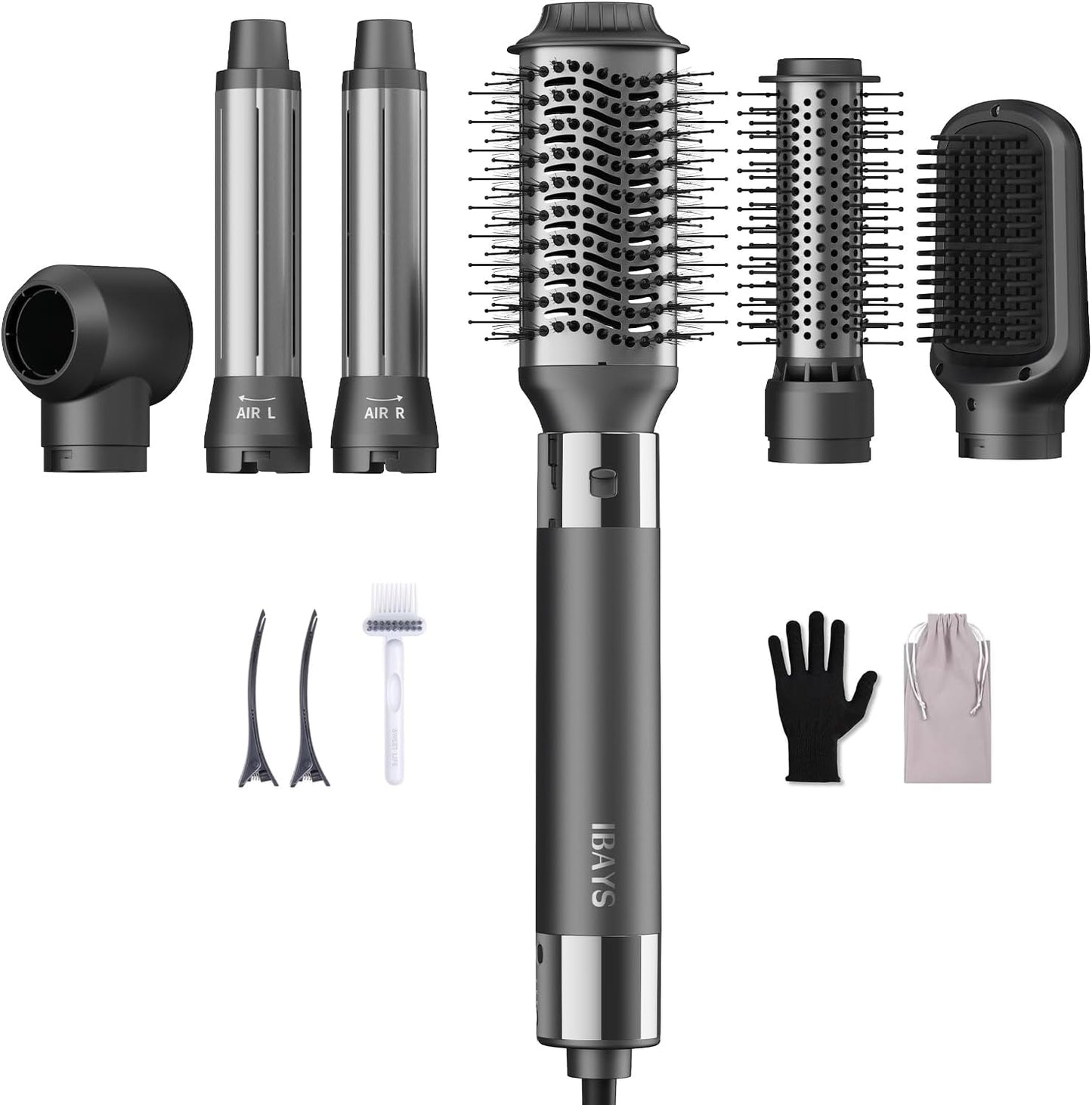 Hair Dryer Brush 6 in 1 Professional Hot Air Styler, 110,000 RPM High-Speed Negative Ionic Hair Dryer, Auto Wrap Curler Frizz-Free Blow Dryer Brush for Curling Volumizing Straightening Styling