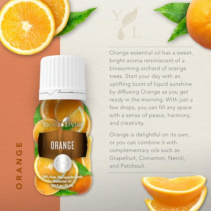 Young Living Orange Essential Oil 15ml - Brighten Your Space with an Uplifting Citrus Aroma - Cleanse, Refresh, and Promote Wellness - Premium Young Living