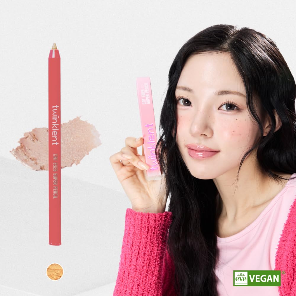 TWINKLENT Cat Eyes Super Pencil – 24-Hour Long-Lasting Waterproof Gel Eyeliner, Multipurpose Vegan Eye Makeup, Built-in Sharpener, 6 Shades (5-Twinkle Gold)