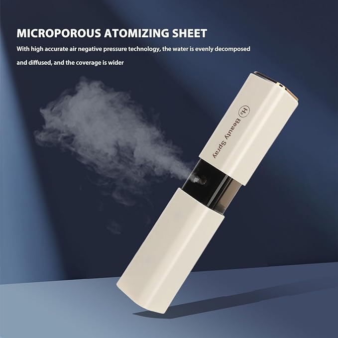 Nano Facial12ml White Mini Face Humidifier, Portable USB Rechargeable Face Humidifier for Hydration Skin Care