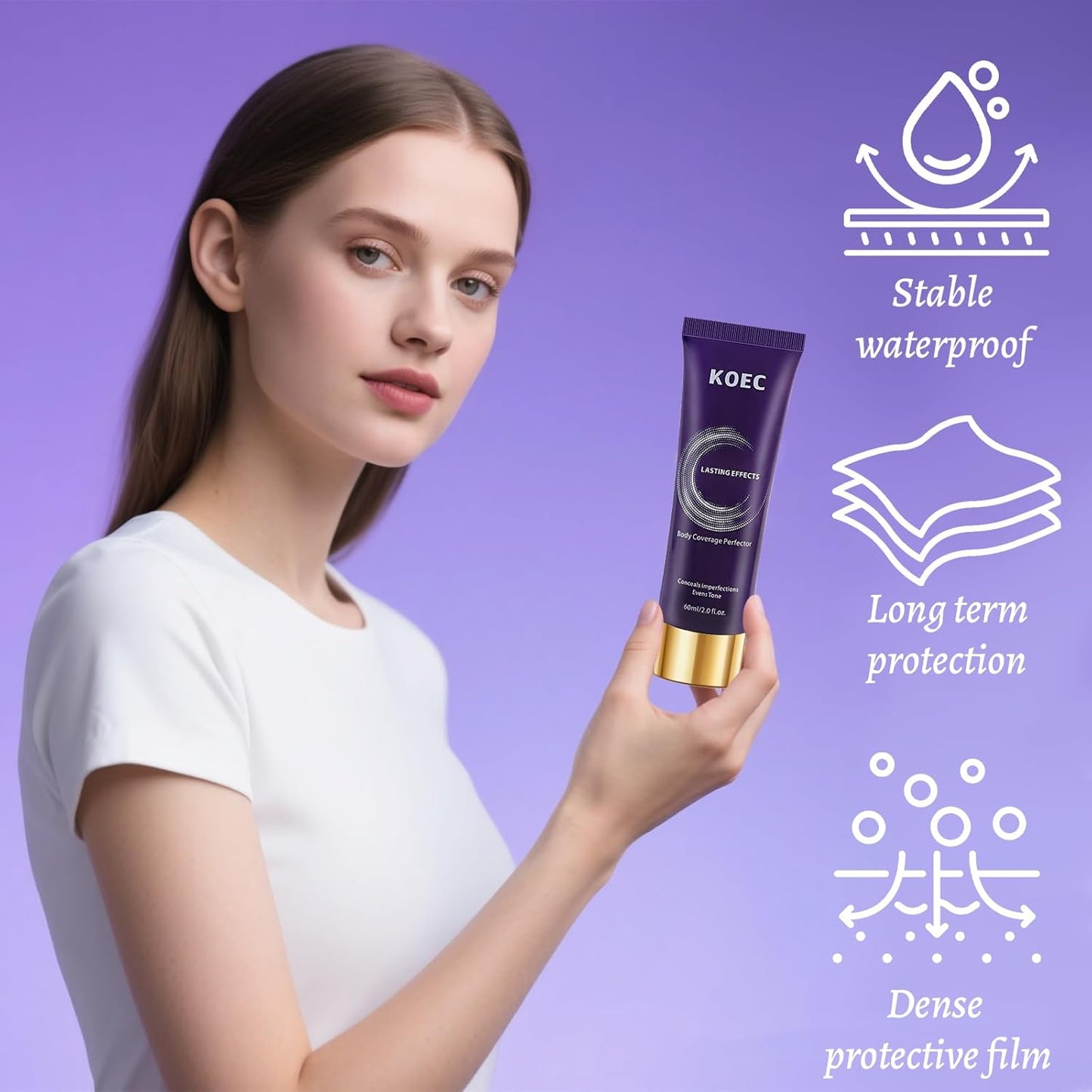 Body Coverage Perfector - Waterproof Leg & Body Makeup, Tattoo Cover Up, Scar & Vein Concealer, 24H Wear, Natural Radiance, 3.5 Oz (Natural Radiance)