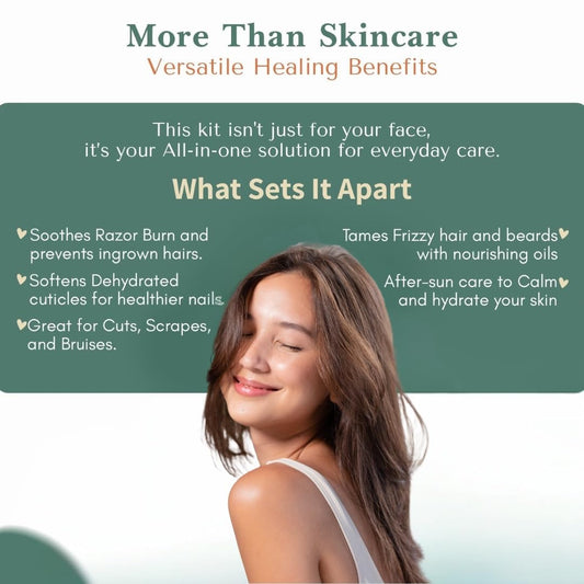 Skin Care Set | Organic Skincare Kit with 4 oz Cleanser, 2 oz Toner & 2 oz Renew Moisturizer | Natural Beauty Gift Set for Nourished, Radiant & Healthy Skin