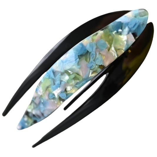 Handmade Celluloid French Design Tortoise Shell Barrettes Side-slide Opening Duck Luxury Fashion Accessories Hair Clip Claw for Women (mint green)