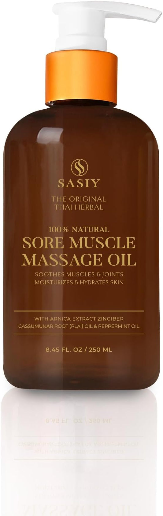 The Original Thai Herbal Massage Oil - 100% Natural - Sore Muscle Massage Oil - Soothes Muscles & Joints - Relaxing & Refreshing with Plai, Peppermint, and Other Essential Oils. 8.45 fl oz.