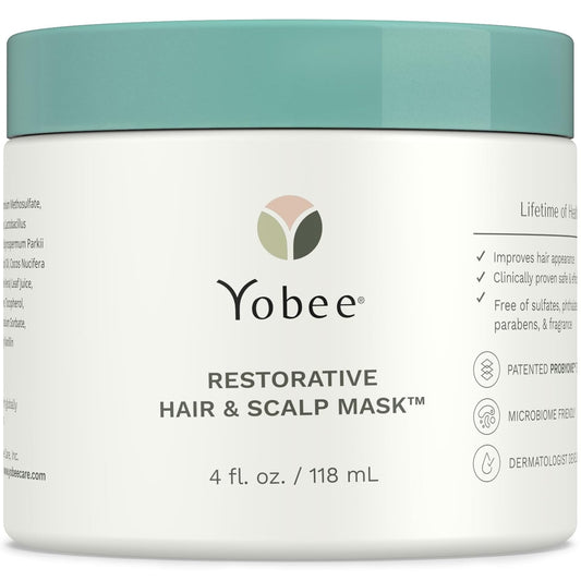 Yobee Restorative Scalp Mask - Dry Scalp Treatment Hair Mask - Probiotic Extracts, Organic Honey, Turmeric, Vitamin B12 - Natural Dry, Itchy, Sensitive Scalp and Dandruff Relief - for Adults, 4 fl oz