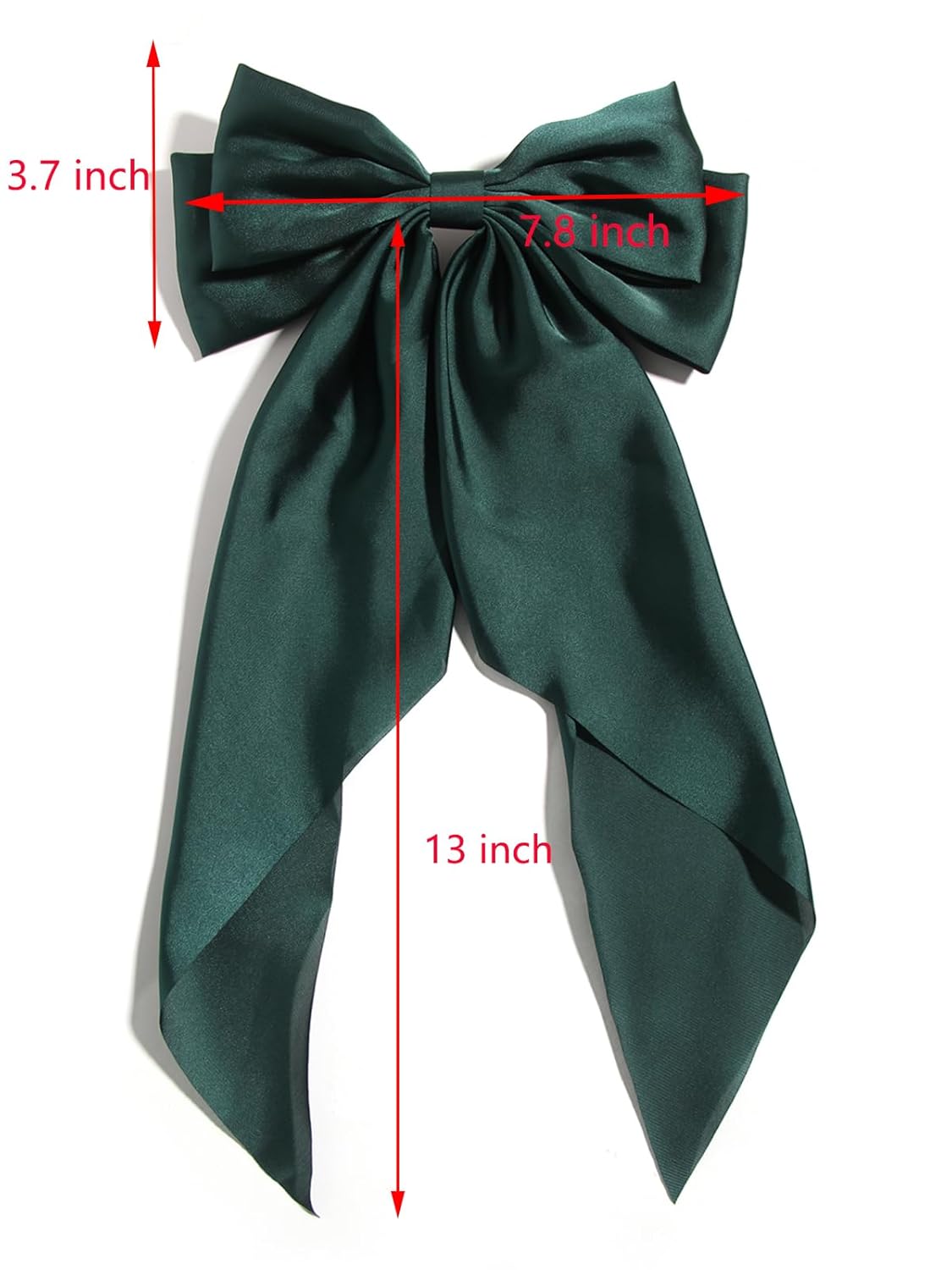 SUSULU 6pcs Satin Big Hair Bow Clips for Women,French Hair Bows Long Tail for Girls Bow Hair Barrette Party Hair Accessories for Women,Burgundy Navy Green