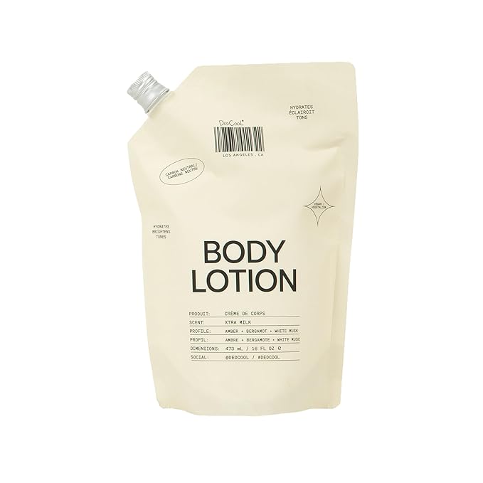 DedCool Xtra Milk Body Lotion Refill – Lightweight, Deeply Hydrating Formula with Ceramides, Snow Mushroom, and Meadowfoam Oil | Non-Toxic, Vegan, Carbon-Neutral